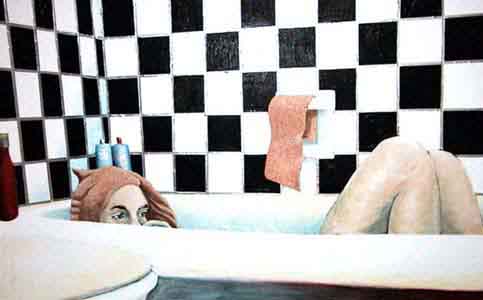 woman in a bathtub painting